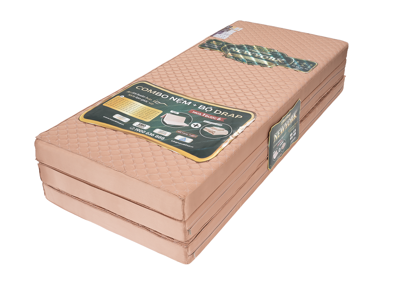 Nệm cặp đôi bông ép S'BED FIBER NEWYORK/TEXAS, Vải tencel 1 màu