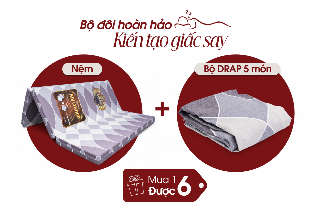 Nệm cặp đôi bông ép S'BED FIBER HOLLYWOOD/PANAMA , Vải cotton