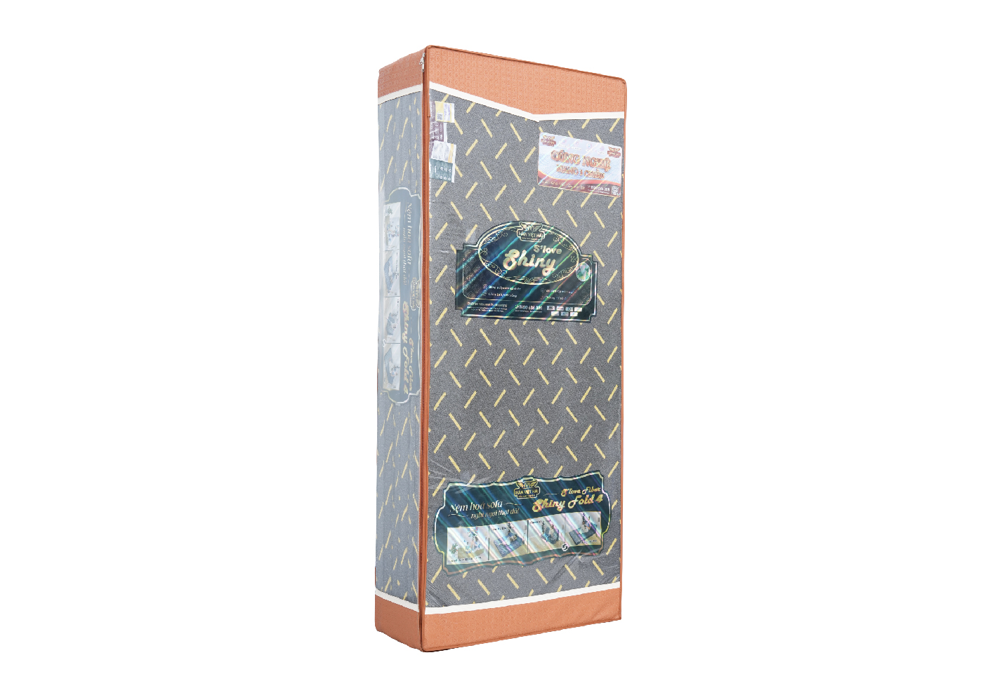 Nệm bông gấp 4 tiện ích S'LOVE FIBER SHINY FOLD 4, Vải gấm xốp