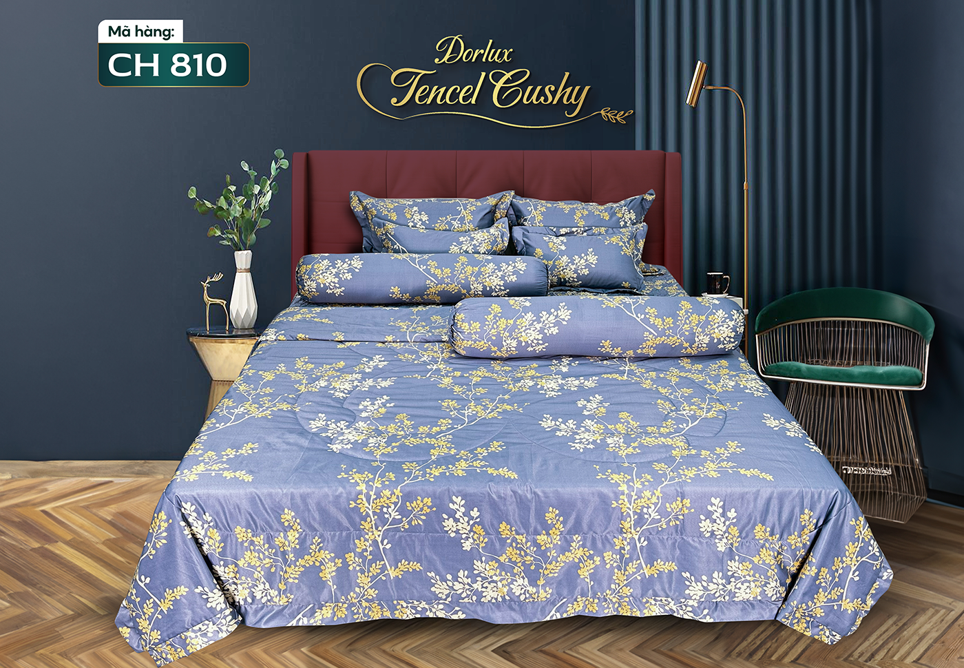 Drap 8 món vải tencel hoa DORLUX TENCEL CUSHY