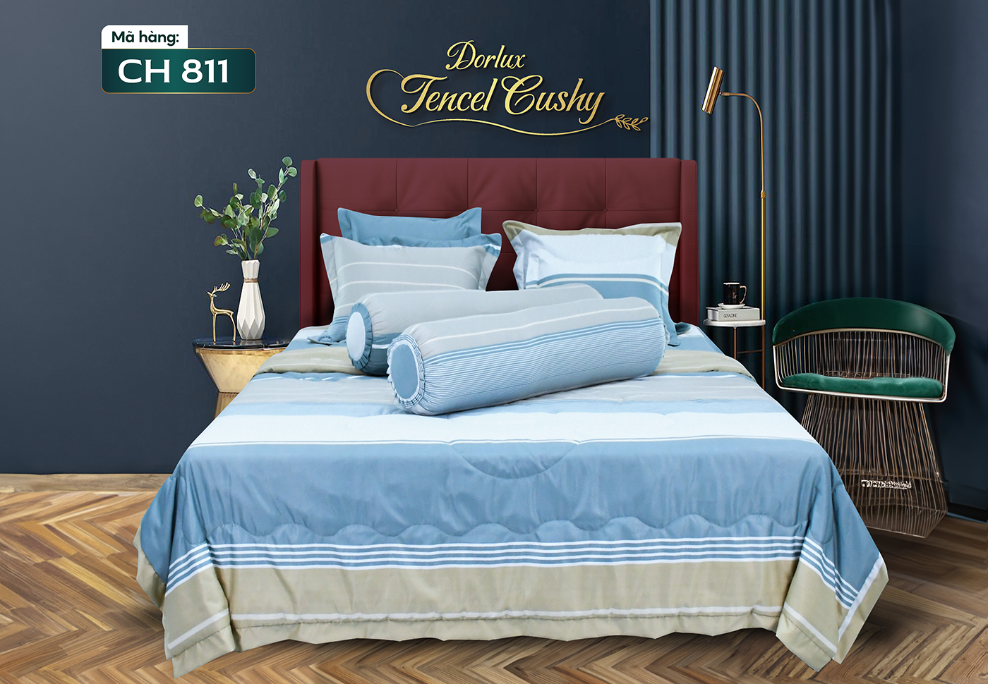 Drap 8 món vải tencel hoa DORLUX TENCEL CUSHY