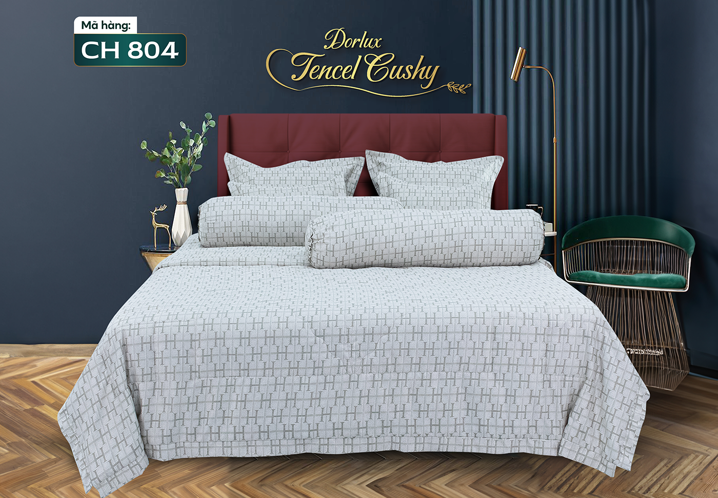Drap 8 món vải tencel hoa DORLUX TENCEL CUSHY