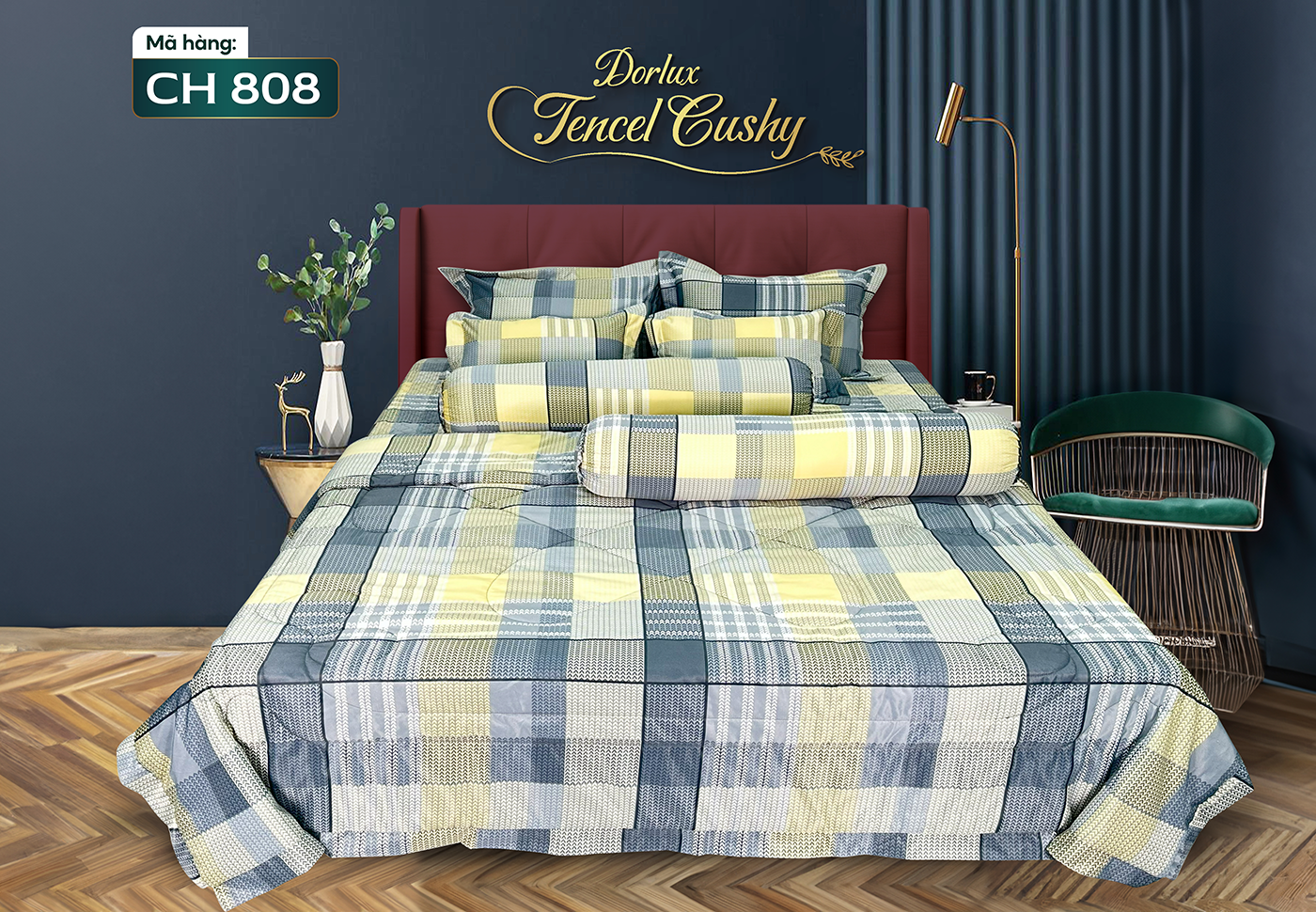 Drap 8 món vải tencel hoa DORLUX TENCEL CUSHY