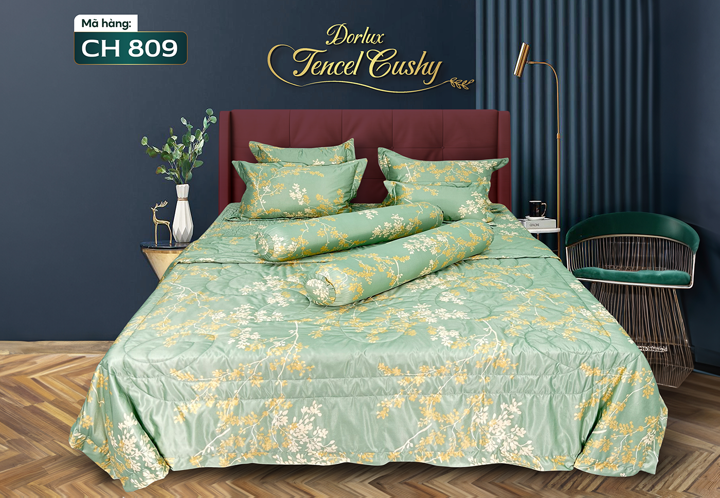 Drap 8 món vải tencel hoa DORLUX TENCEL CUSHY