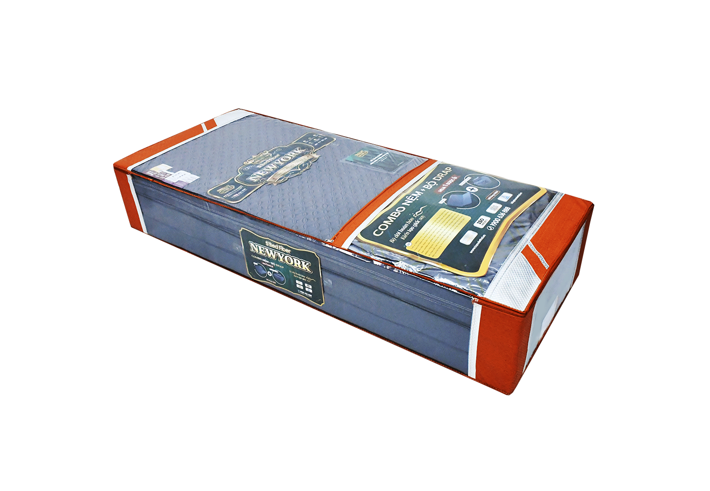 Nệm cặp đôi bông ép S'BED FIBER NEWYORK/TEXAS, Vải tencel 1 màu 