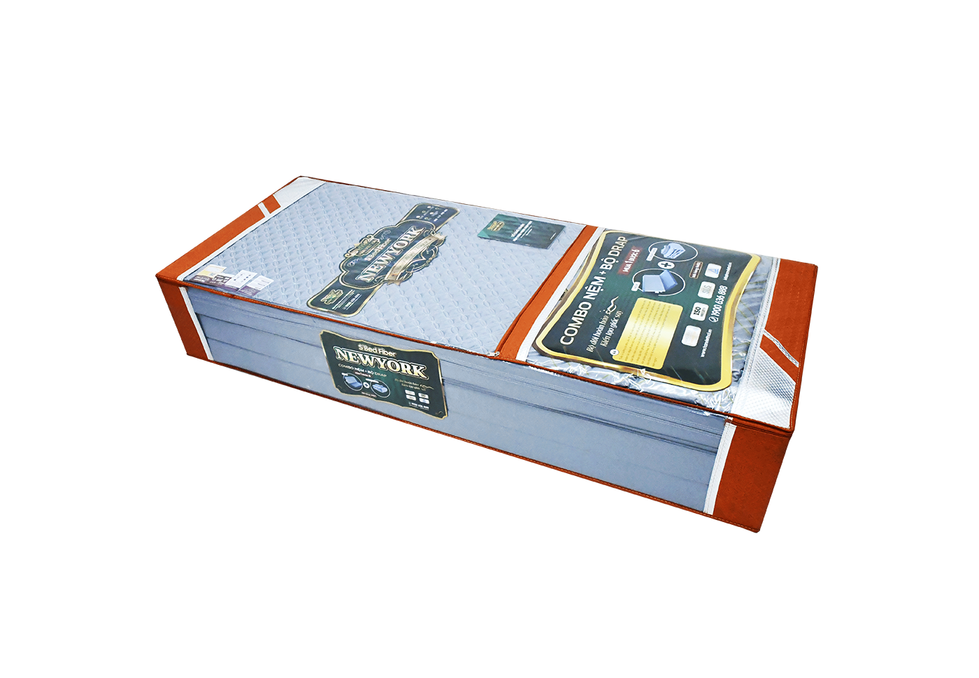 Nệm cặp đôi bông ép S'BED FIBER NEWYORK/TEXAS, Vải tencel 1 màu 