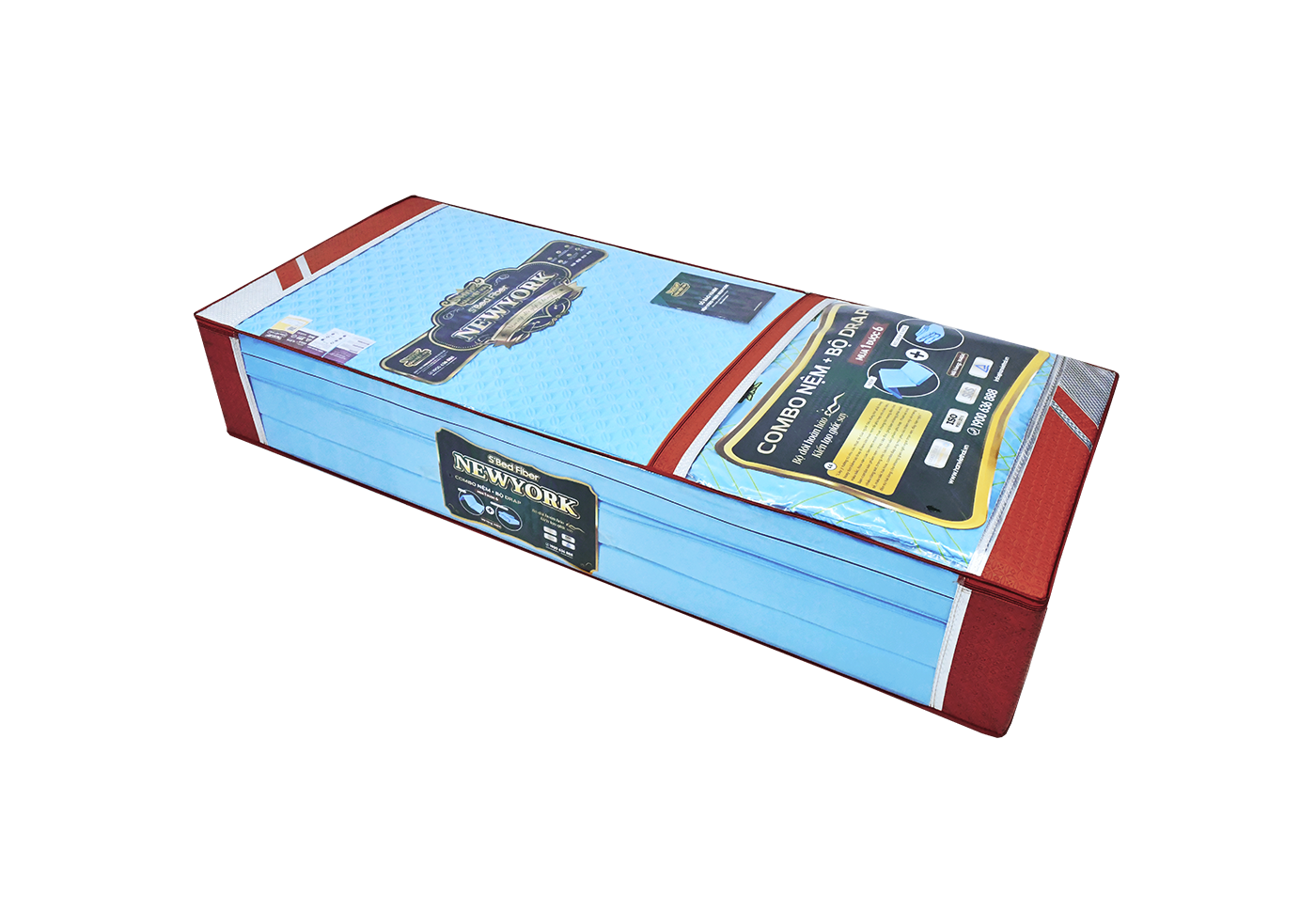 Nệm cặp đôi bông ép S'BED FIBER NEWYORK/TEXAS, Vải tencel 1 màu 