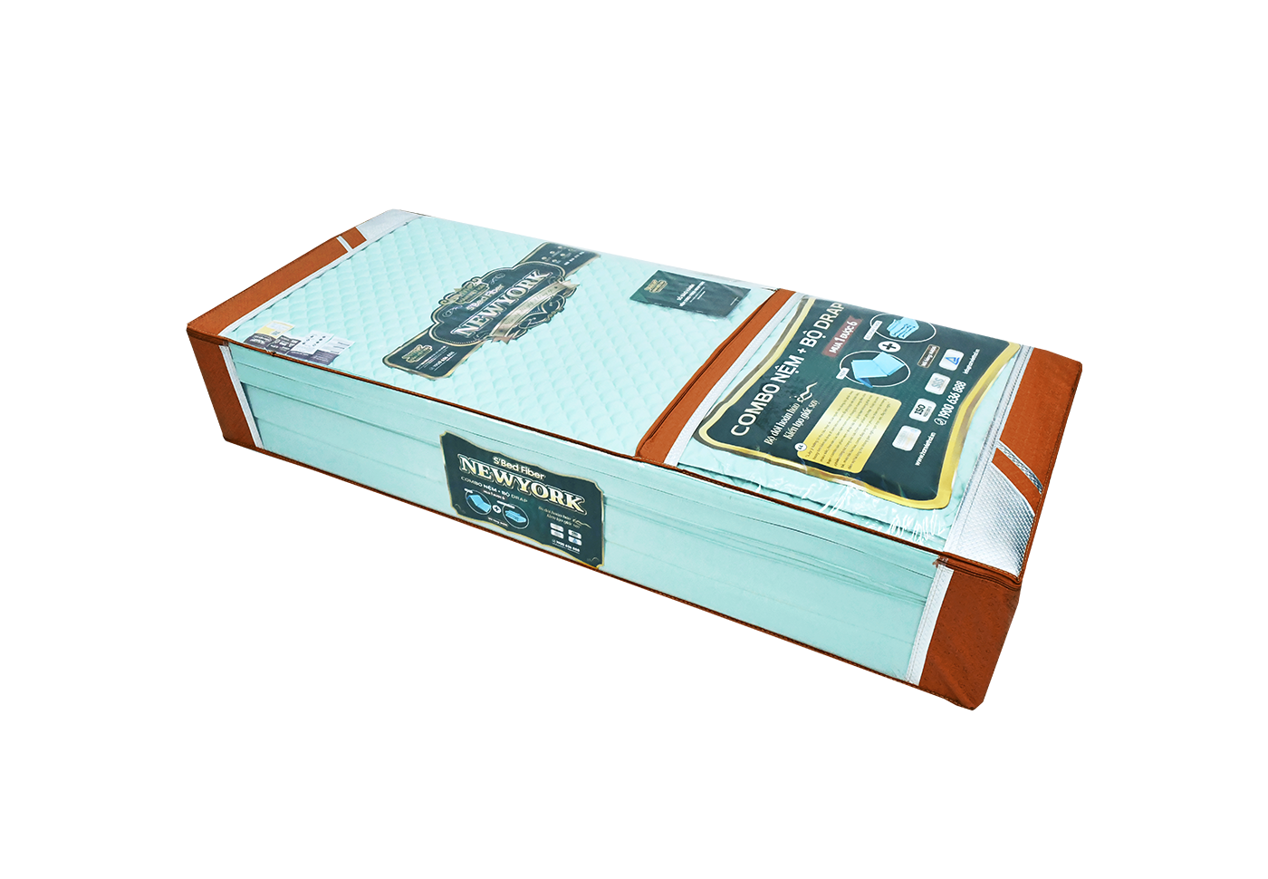 Nệm cặp đôi bông ép S'BED FIBER NEWYORK/TEXAS, Vải tencel 1 màu 