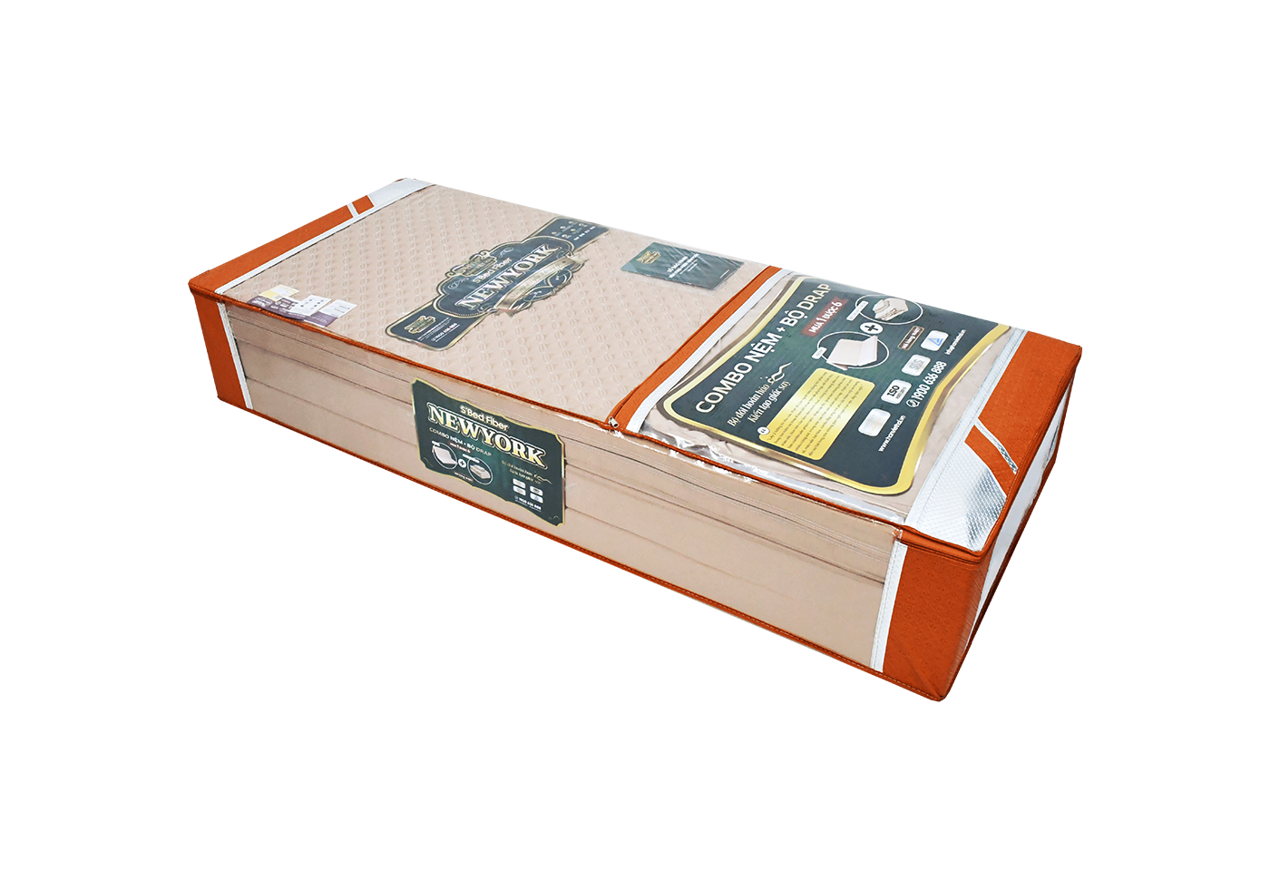 Nệm cặp đôi bông ép S'BED FIBER NEWYORK/TEXAS, Vải tencel 1 màu 