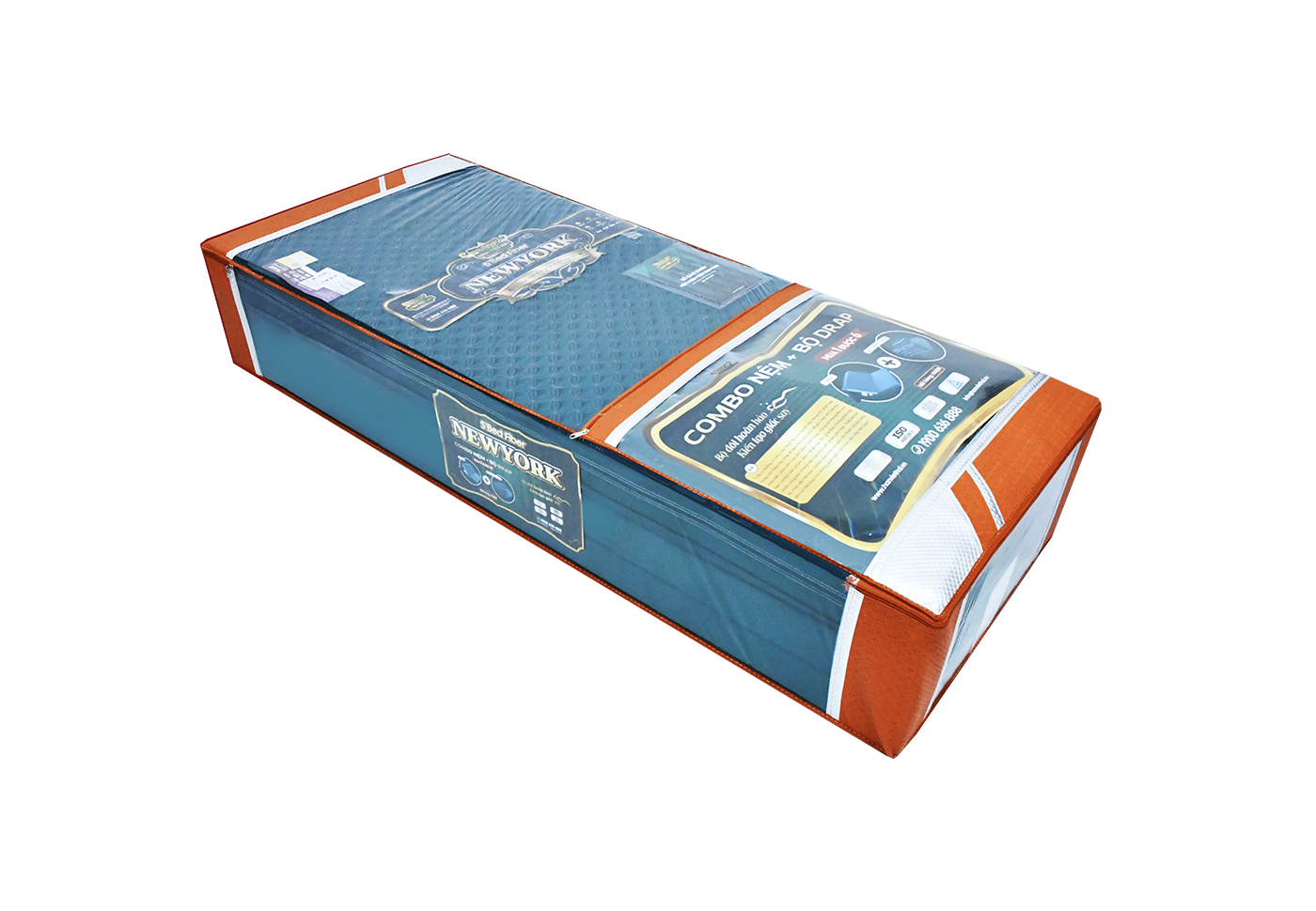 Nệm cặp đôi bông ép S'BED FIBER NEWYORK/TEXAS, Vải tencel 1 màu 